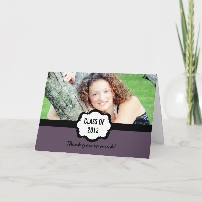 Tarjeta de agradecimiento simple de Moda, púrpura (Anverso)
