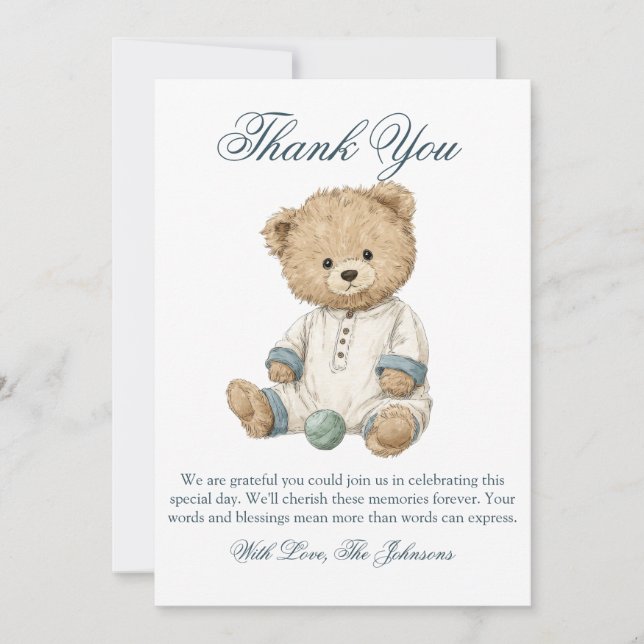 Tarjeta de agradecimiento Simple de oso de peluche (Anverso)