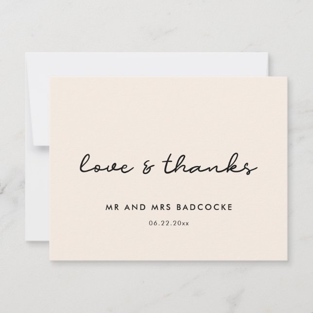 Tarjeta de agradecimiento simple del boda (Anverso)