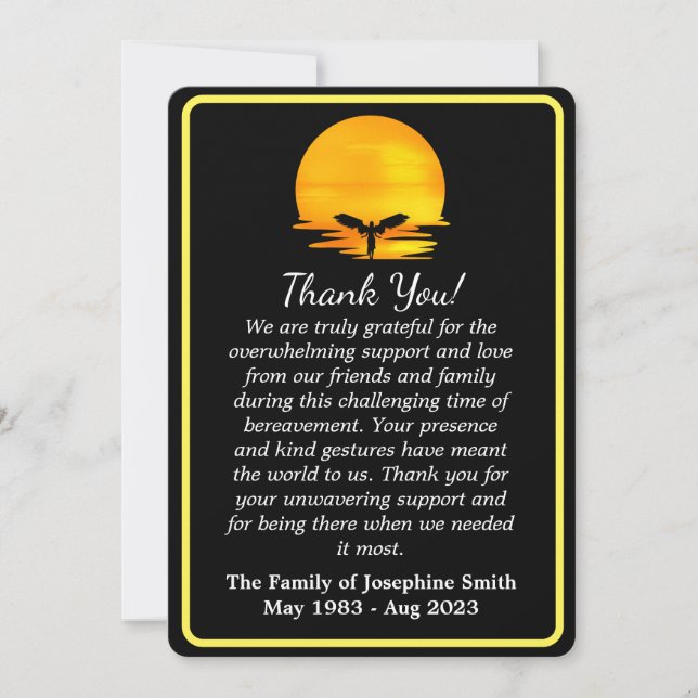 Tarjeta de agradecimiento simple del funeral Angel (Anverso)