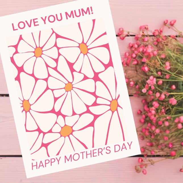 Tarjeta De Agradecimiento simple Día de la Madre margarita te ama mamá moder (Subido por el creador)
