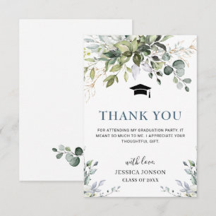 Tarjeta De Agradecimiento Simple Elegant Eucalyptus Greenery Graduation 