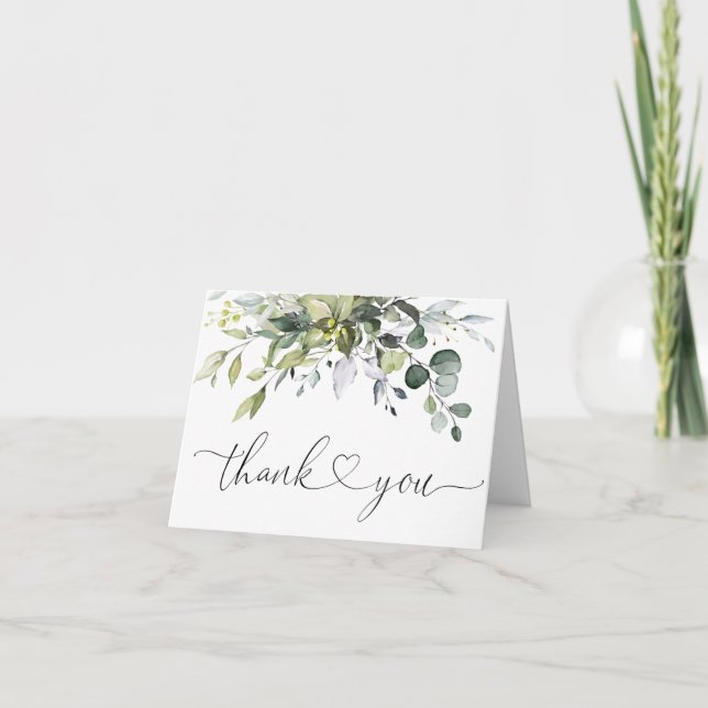 Tarjeta De Agradecimiento Simple Elegant Eucalyptus Watercolor Greenery (Anverso)