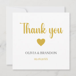 Tarjeta De Agradecimiento Simple Elegant Gold Wedding Thank You Note Card