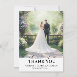 Tarjeta De Agradecimiento Simple Elegant Photo Wedding Thank You Card Notes