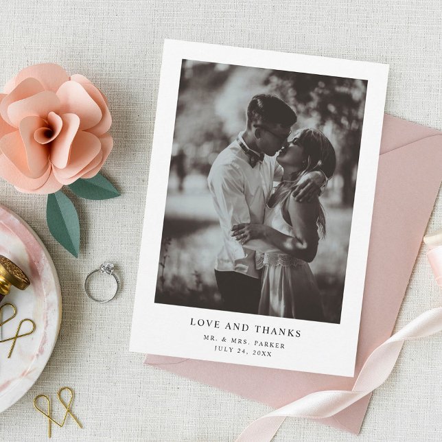 Tarjeta De Agradecimiento Simple Elegant Text and Photo | Wedding (Subido por el creador)