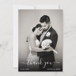 Tarjeta De Agradecimiento Simple Elegant Wedding Photo Thank You Card
