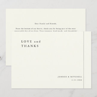 Tarjeta De Agradecimiento Simple Elegant Wedding Thank You Card With Note