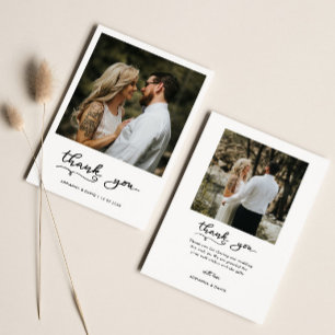 Tarjeta De Agradecimiento Simple Elegante Boda Gracias Foto Pareja