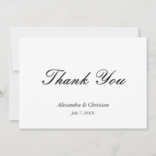 Tarjeta De Agradecimiento Simple Elegante Boda Gracias Mensaje Atrás (Anverso)