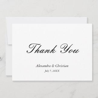 Tarjeta De Agradecimiento Simple Elegante Boda Gracias Mensaje Atrás