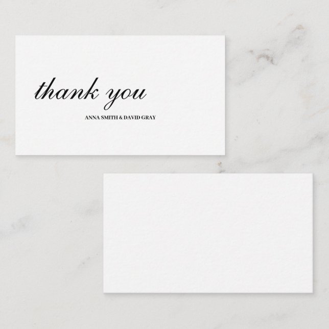 Tarjeta de agradecimiento simple elegante en blanc (Anverso / Reverso)