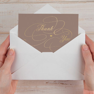 Tarjeta De Agradecimiento Simple elegante escritura en oro