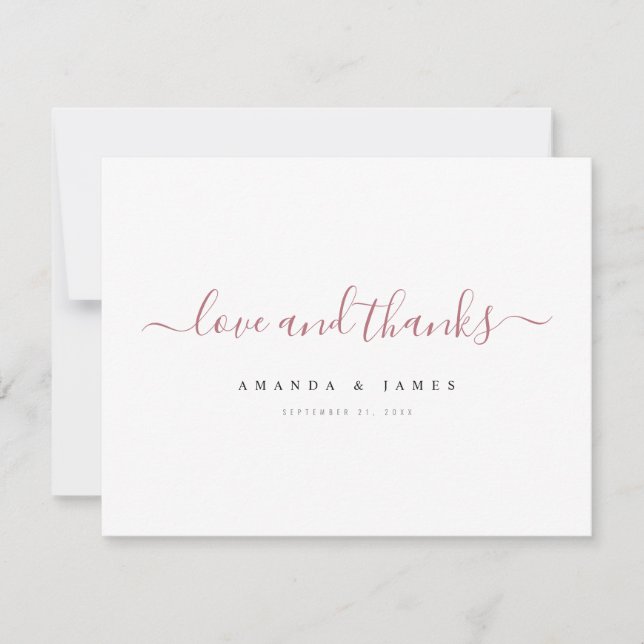 Tarjeta De Agradecimiento Simple Elegante Guión Moderno de boda personalizad (Anverso)