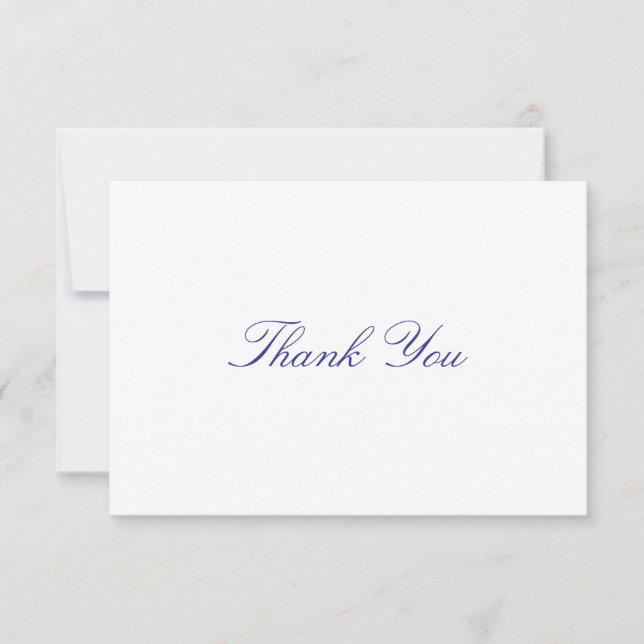 Tarjeta De Agradecimiento Simple, Elegante, Letra Azul (Anverso)