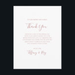 Tarjeta de agradecimiento Simple Elegante Rosa Oro<br><div class="desc">Esta simple y elegante tarjeta de agradecimiento de recepción de oro rosa es perfecta para su boda minimalista moderna clásica de oro rosa. El diseño presenta una fuente de oro rosa vintage minimalista chic contemporánea y caligrafía formal romántica delicada. Es excelente para bodas de lujo de primavera, verano, otoño o...</div>