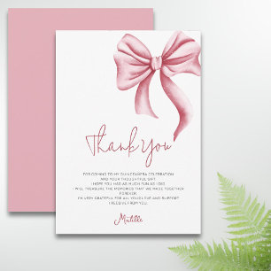 Tarjeta De Agradecimiento Simple Elegante Rosa Quinceanera