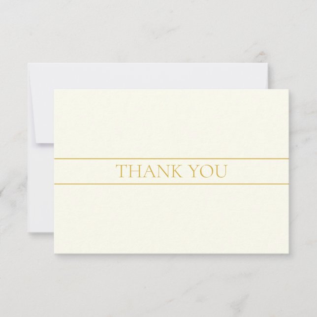Tarjeta De Agradecimiento Simple Elegante Texto Personalizable | Dorado Blan (Anverso)