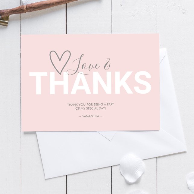 Tarjeta De Agradecimiento Simple escritura rosa tema de San Valentín gracias (Subido por el creador)