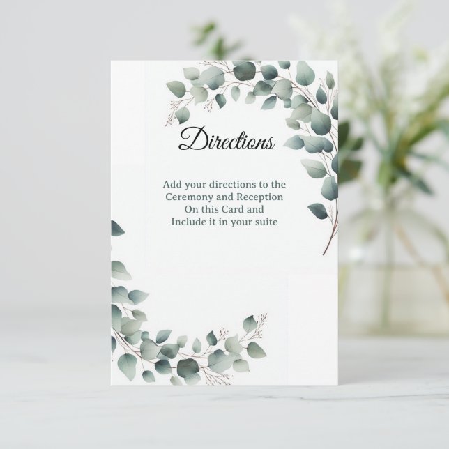 Tarjeta De Agradecimiento Simple Eucalyptus  Directions Enclosure Card (Anverso de pie)