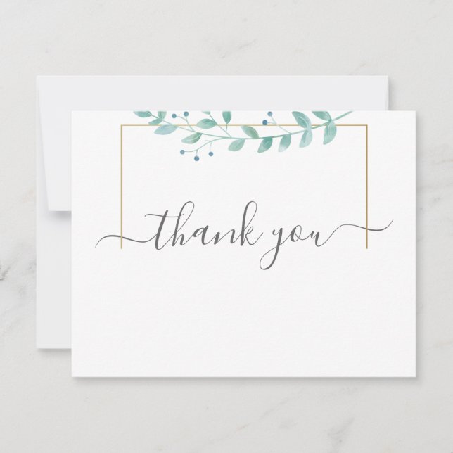 Tarjeta De Agradecimiento Simple Eucalyptus Greenery Wedding (Anverso)