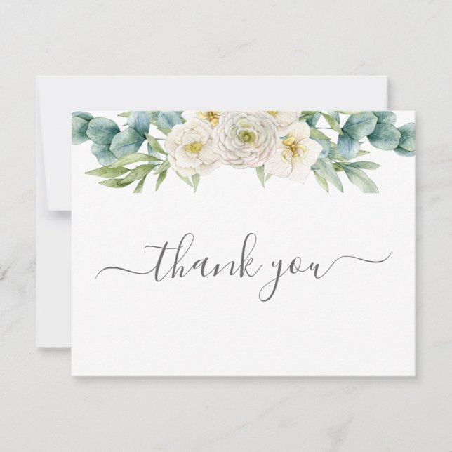 Tarjeta De Agradecimiento Simple Eucalyptus Greenery Wedding (Anverso)