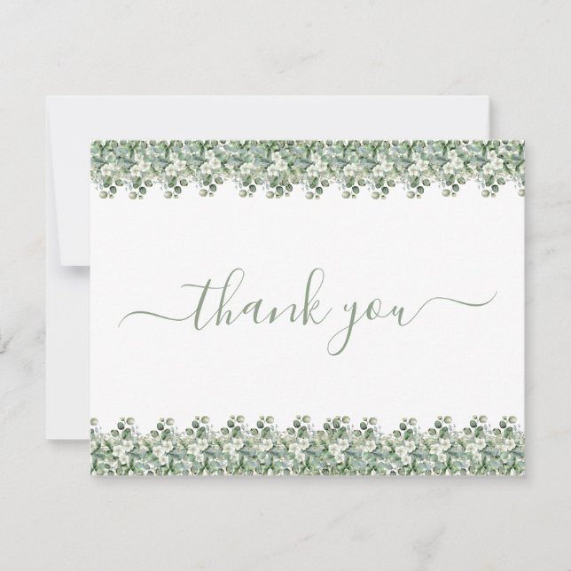 Tarjeta De Agradecimiento Simple Eucalyptus Greenery Wedding Thank You Card (Anverso)