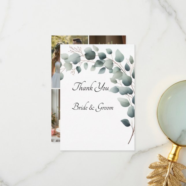 Tarjeta De Agradecimiento Simple Eucalyptus Photo Thank you Card (Anverso/Reverso In Situ)