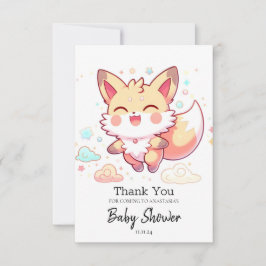 Tarjeta De Agradecimiento Simple Fantasy Fox Baby Shower