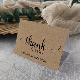 Tarjeta De Agradecimiento Simple Faux Kraft Calligraphy (Tarjeta de agradeci