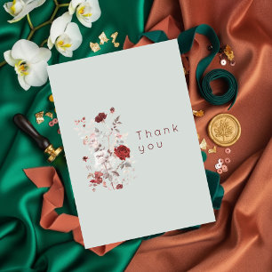 Tarjeta De Agradecimiento Simple Floral Acuarela Gris Paloma