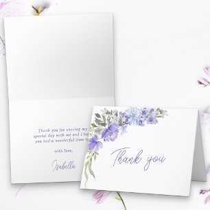 Tarjeta De Agradecimiento Simple Floral Púrpura Peri