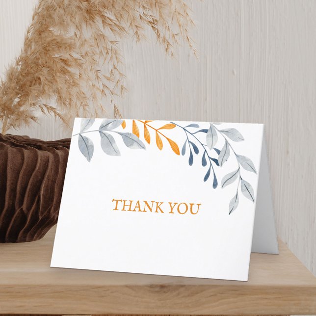 Tarjeta De Agradecimiento Simple Foliage de otoño gracias (Fall themed thank you card with autumn leaves)
