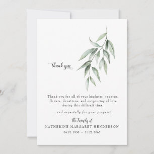 Tarjeta De Agradecimiento Simple Foliage II Bereavement Funeral Gracias