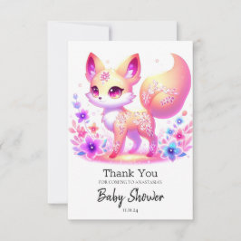 Tarjeta De Agradecimiento Simple Forest Fox Pastel Baby Shower