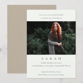 Tarjeta De Agradecimiento Simple foto blanca negra invitada Quinceañera