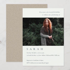 Tarjeta De Agradecimiento Simple foto blanca negra invitada Quinceañera