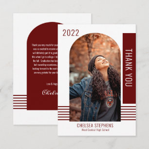 Tarjeta De Agradecimiento Simple foto Minimalista 2022 Graduación Gracias