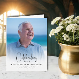 Tarjeta De Agradecimiento Simple Funeral Photo Folded