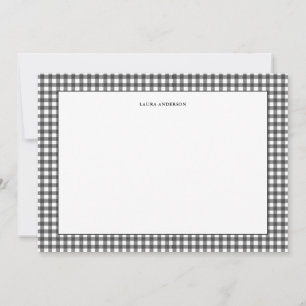 Tarjeta De Agradecimiento Simple Gingham personalizado en blanco y negro 