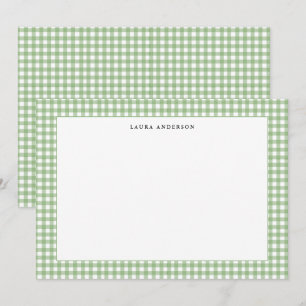 Tarjeta De Agradecimiento Simple gingham personalizado verde y blanco