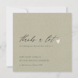 TARJETA DE AGRADECIMIENTO SIMPLE GOLD KRAFT HEART SCRIPT BODA GRACIAS