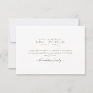 Tarjeta De Agradecimiento Simple Gold Text Funeral Bereavement Gracias