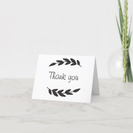 Tarjeta De Agradecimiento Simple Gracias Leaf Wreath Black And White