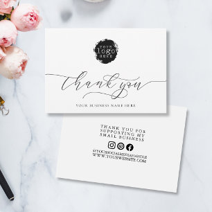 Tarjeta De Agradecimiento Simple Gracias Script Business Branding Logo