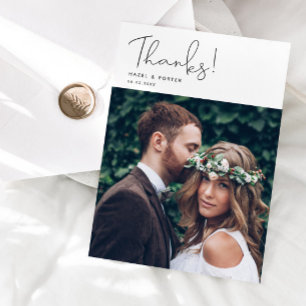 Tarjeta De Agradecimiento Simple Gracias Script Moderno Boda Foto