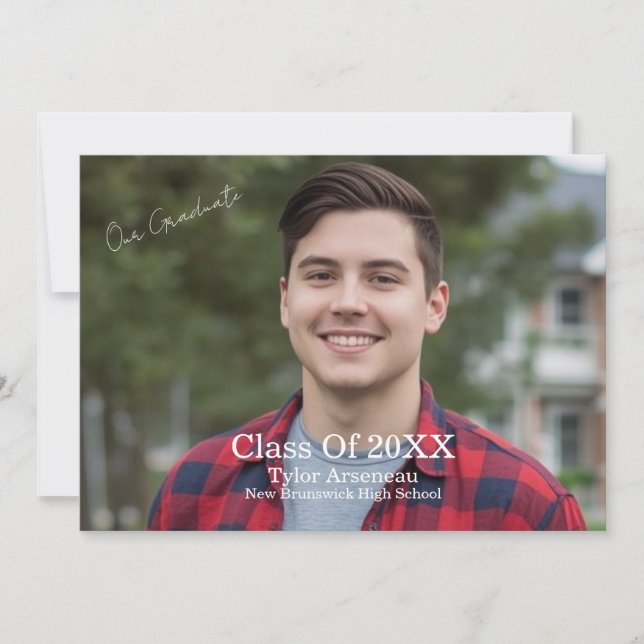 Tarjeta De Agradecimiento Simple Grad Party Photo Calligraphy Personalize (Anverso)