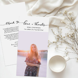 Tarjeta De Agradecimiento Simple Graduado Foto Amor Y Guión De Gracias