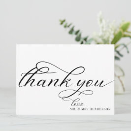 Tarjeta De Agradecimiento Simple Guión Boda Minimalista Gracias Cartas.