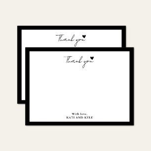 Tarjeta De Agradecimiento Simple guión de caligrafía corazón